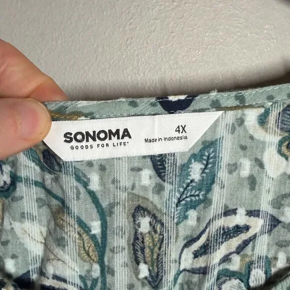 Sonoma button down Blue Floral Maxi Dress plus size 4X - Picture 4 of 13